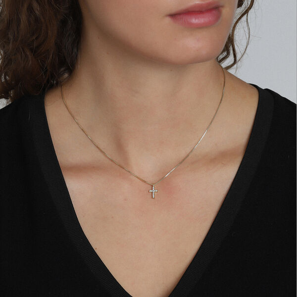 CLARA Crystal Cross Necklace, gold plated, Pilgrim