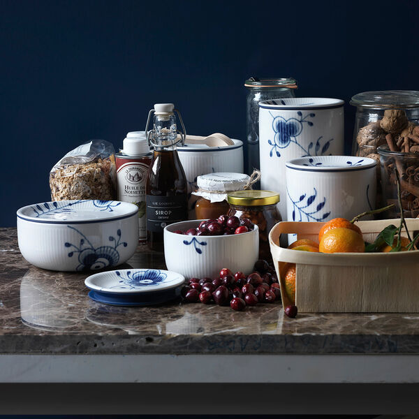 Mega Blau Gerippt Vorratsdose, 7 cm, Royal Copenhagen