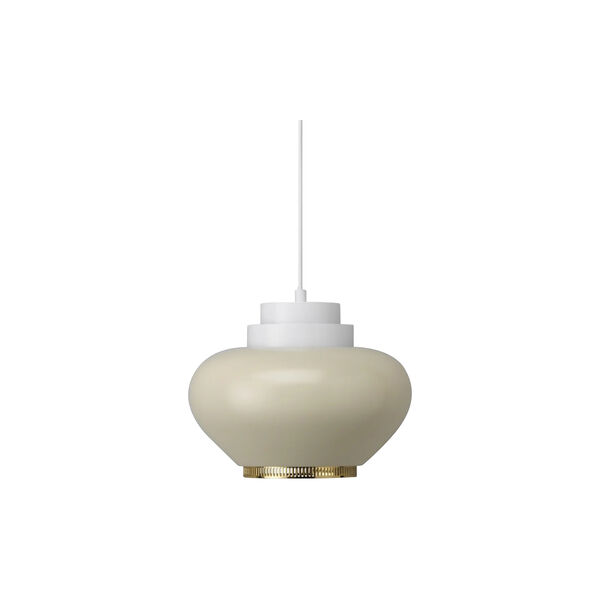 Pendant Light A333 “Turnip“, white/linen/brass-plated, Artek