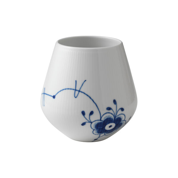 Mega Blau Gerippt Vase, 15 cm, Royal Copenhagen