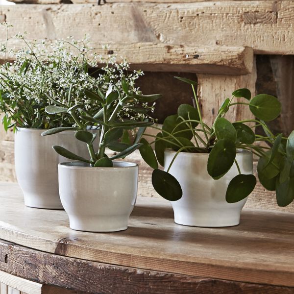 Blumentopf, wei&szlig;, Knabstrup Keramik