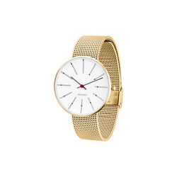 Bankers Wrist Watch, white/gold/matt gold, Arne Jacobsen Watches