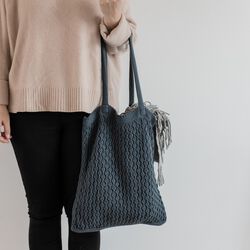 Knitted Bag, dark grey, By LOHN