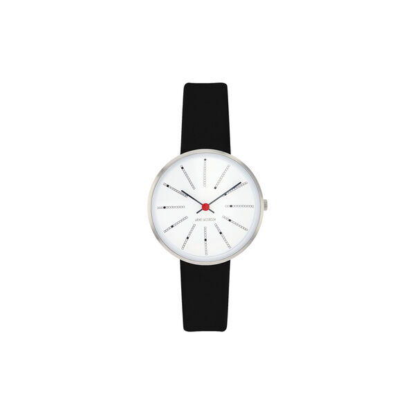 Bankers Wrist Watch, white/steel/black, Arne Jacobsen Watches