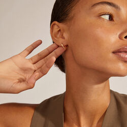 EDDY recycled organic shaped small hoops, gold-plated, Pilgrim