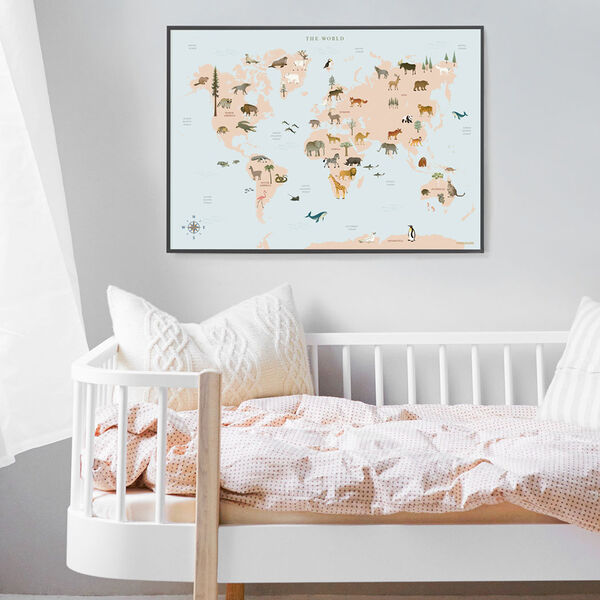 Weltkarte mit Tieren Plakat, ViSSEVASSE
