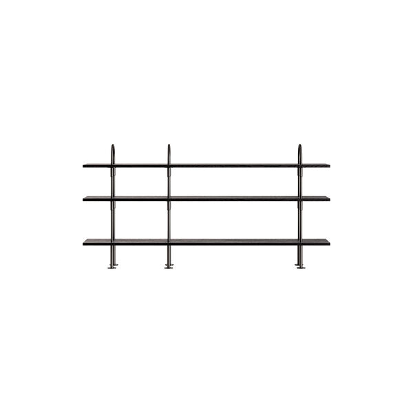 Keen Shelving, black brass/ash veneer, GUBI