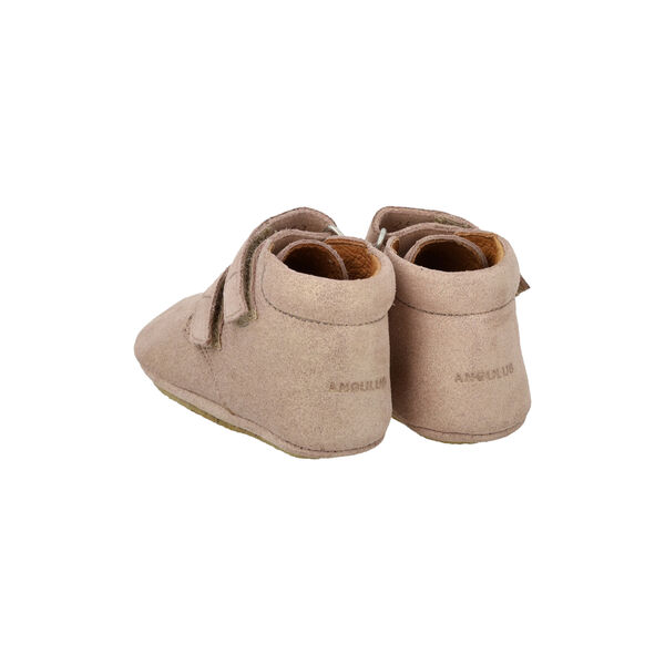 Lauflernschuh aus Leder, ros&eacute;farbenes Glitzer-Wildleder, ANGULUS