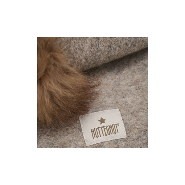 Balaclava Wool Alpaca Pompoms, camel melange, HUTTEliHUT