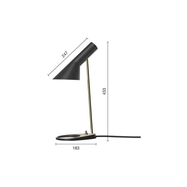 AJ Mini Table Lamp, brass/black, Louis Poulsen