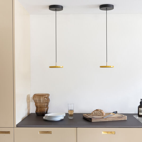 Asteria Micro Pendant, saffron yellow/brass, UMAGE