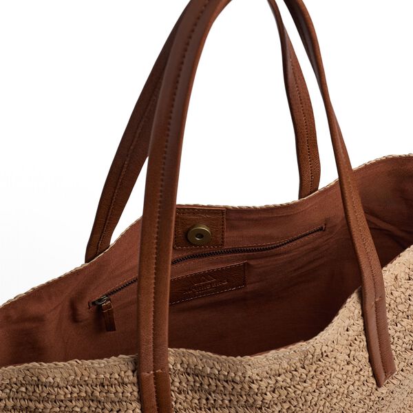 AvaniMBG Shopper, Raffia, natural w/cognac, Markberg