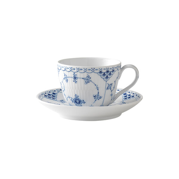 Musselmalet Halbspitze Tasse mit Untertasse 20 cl, Royal Copenhagen
