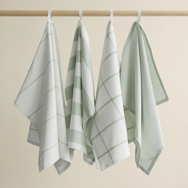 TAULO Squared Tea towel set of 2, white/desert sage, Blomus
