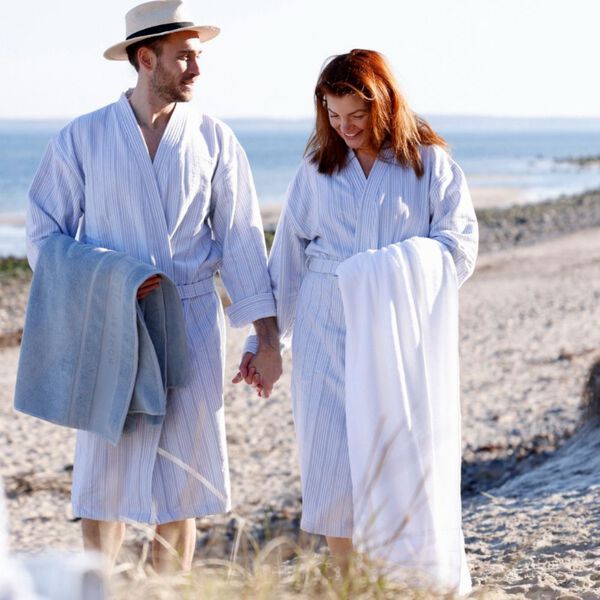 Bathrobe, powder blue stripes, Home by Ilse Jacobsen