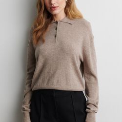 Longo Knit LS Collar, mid brown melange, Second Female
