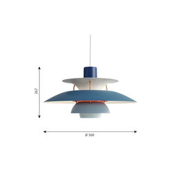 PH 5 Pendelleuchte, blau, Louis Poulsen