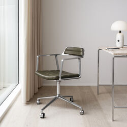 VIPP452 Drehstuhl mit Rollen, Bosco-Gr&uuml;n/poliertes Aluminium, Vipp