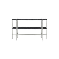TS-Konsole mit 2 Ablagen, schwarzer Marquina-Marmor/Stahl, GUBI