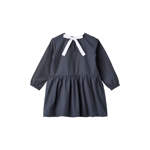 Kariertes Kleid mit Schleife am Rücken, brown/blue check comb., Copenhagen Colors Organics