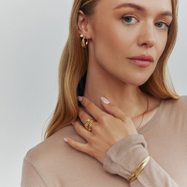 Cleo wide ring, silver plated, Pure by Nat