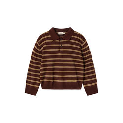 Teno Polo Knitwear, dark wheat stripe, MarMar Copenhagen