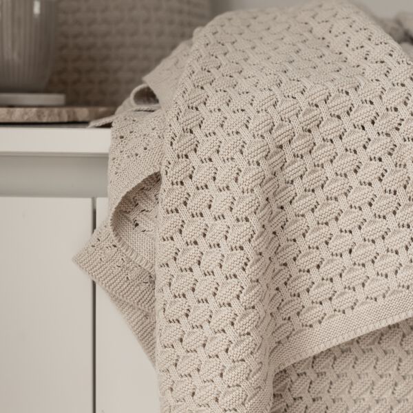 Knitted Plaid Mauntain, beige melange, By LOHN