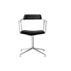 VIPP452 Drehstuhl mit Gleitern, schwarz/poliertes Aluminium, Vipp