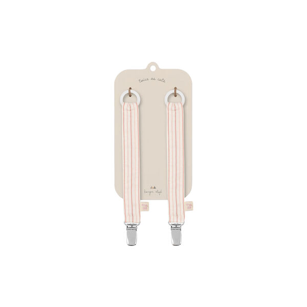 2 Pack Pacifier Strap, stripie petite rose, Konges Sl&oslash;jd