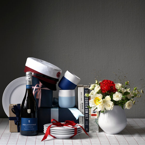 Gerippt Contrast Becher, taubenblau, Royal Copenhagen