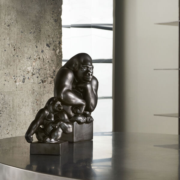 Gorillafigur, mit auf die Hand gest&uuml;tztem Kopf, Royal Copenhagen