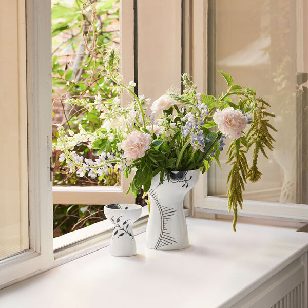 Schwarze Mega Riflet-Vase 11 cm, Royal Copenhagen