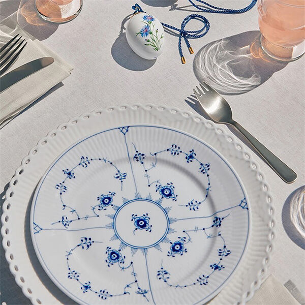 Wei&szlig; Gerippt Vollspitze Teller &Oslash; 19 cm, Royal Copenhagen