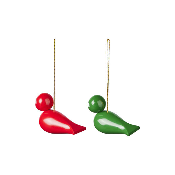 Weihnachtsv&ouml;gel 2 St&uuml;ck, rot/gr&uuml;n, Kay Bojesen Denmark
