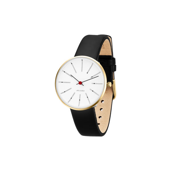 Bankers Wrist Watch, white/gold/black, Arne Jacobsen Watches