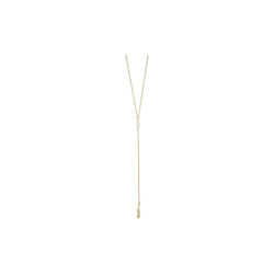 Olivia Y-necklace w. pearl and twisted pendant, gold plated, Pure by Nat