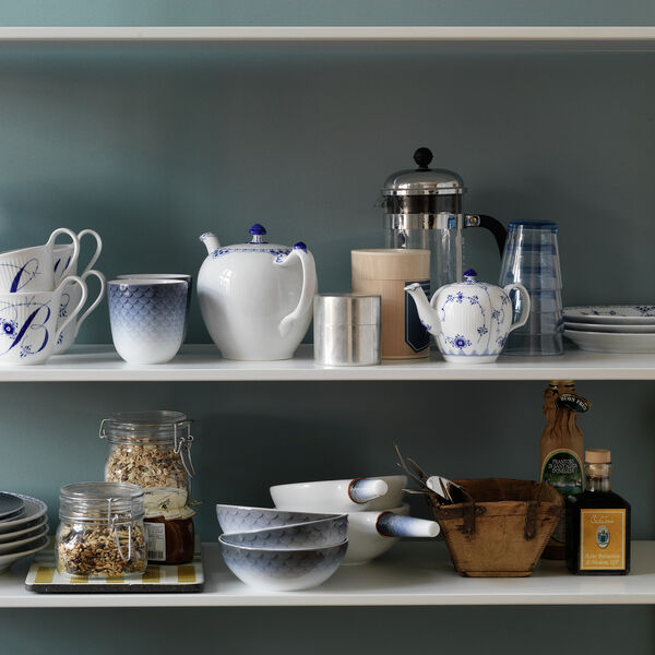Musselmalet Gerippt Teekanne, Royal Copenhagen