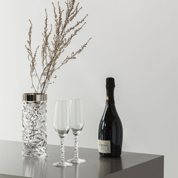 Carat Vase, transparent/stahl, Orrefors