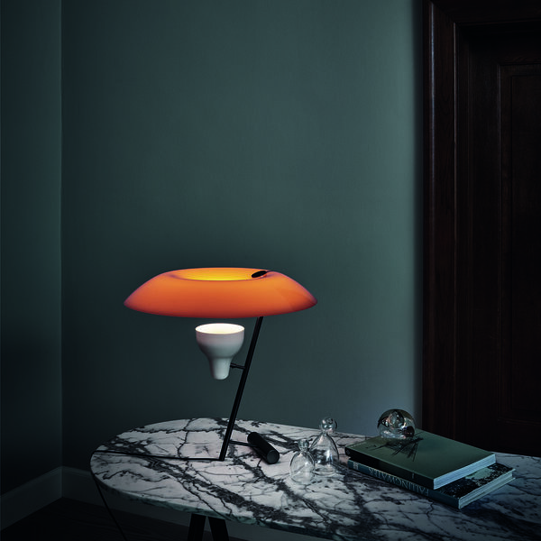 Model 548 Table Lamp, orange/dark burnished brass, Astep