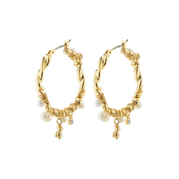 ANA Pearl & Crystal Hoops, gold, Pilgrim