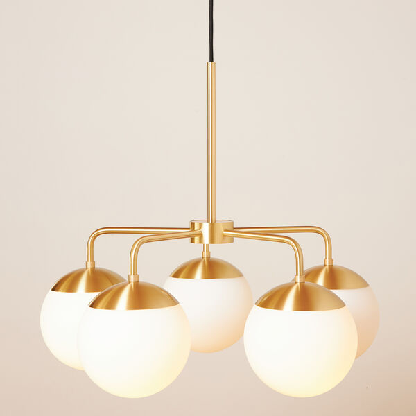 Lord 5 Chandelier, brass/opal, Rubn