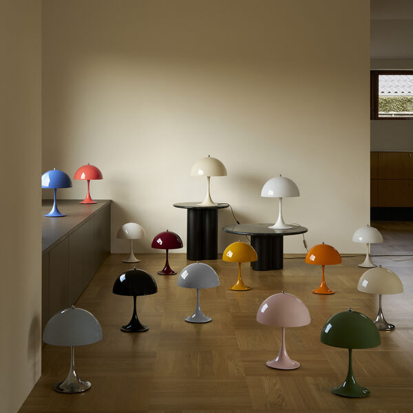 Panthella 250 Portable Table Lamp, opaque moss green, Louis Poulsen