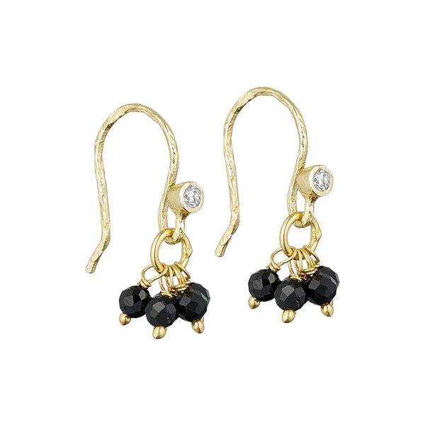 Lina hook earring, gold plated/black, Pure by Nat