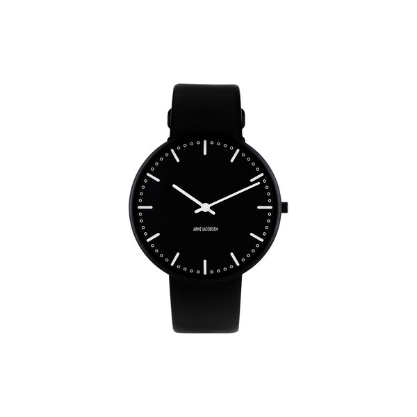 City Hall Wrist Watch, black/black/black, Arne Jacobsen Watches