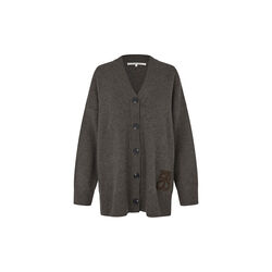 Alpha Knit Monogram Cardigan, black olive, Second Female