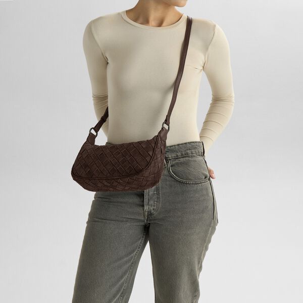 Mini MuseMBG Tasche Sue. Geflochten, dark brown, Markberg