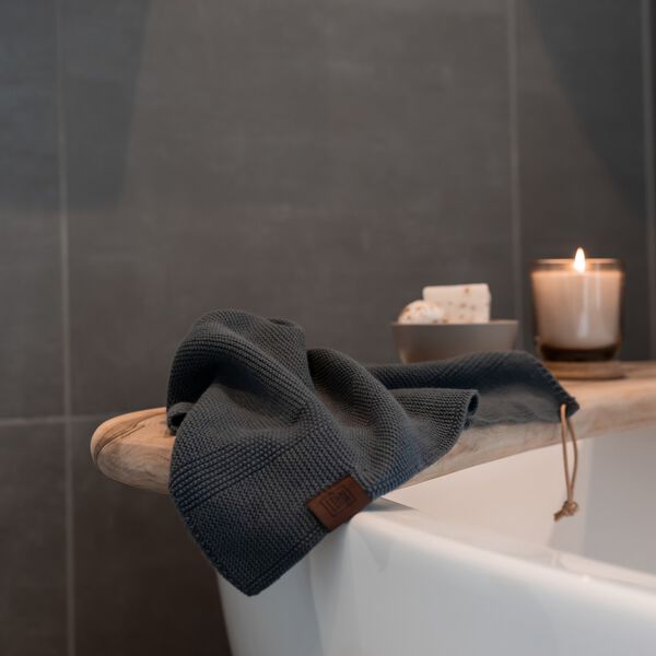 Knitted Towel, dark grey, By LOHN