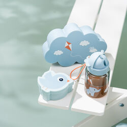 Spielplatz-Snack & Brotdose mit Trinkflasche, blau, Done by Deer