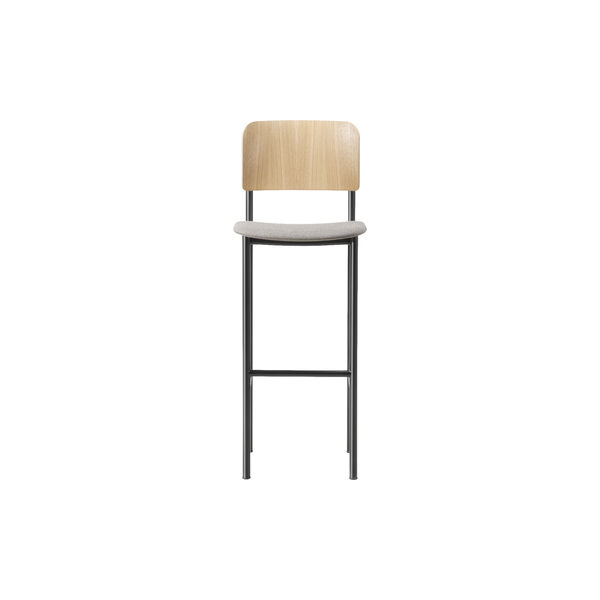 Plan Barhocker Sitz gepolstert, lacquered oak/Re-wool 128, Fredericia Furniture