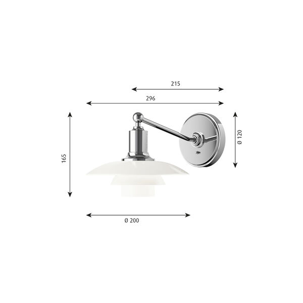PH 2/1 Wall Lamp, chrome, Louis Poulsen